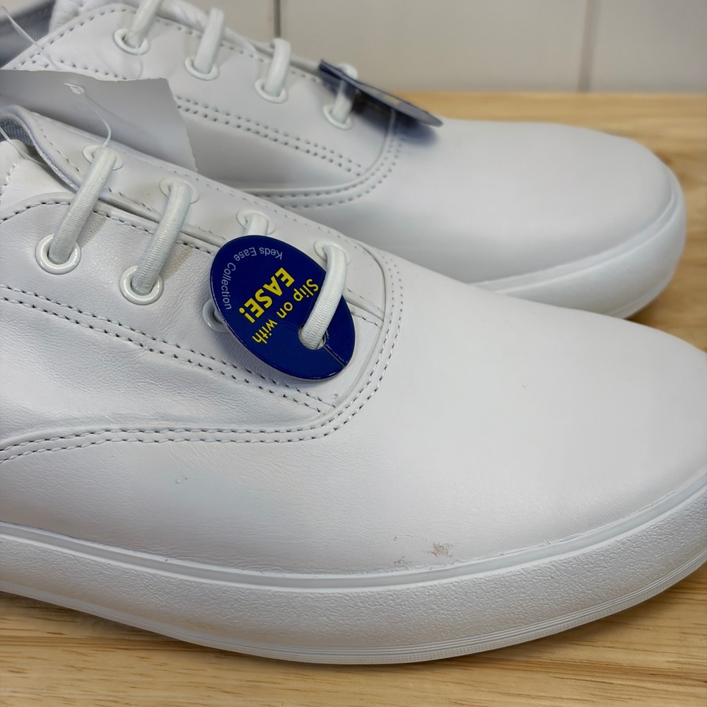 Keds Preppy Slip On Leather Sneakers Women Size 10 Minimalist Tennis Clean Girl - Picture 4 of 9